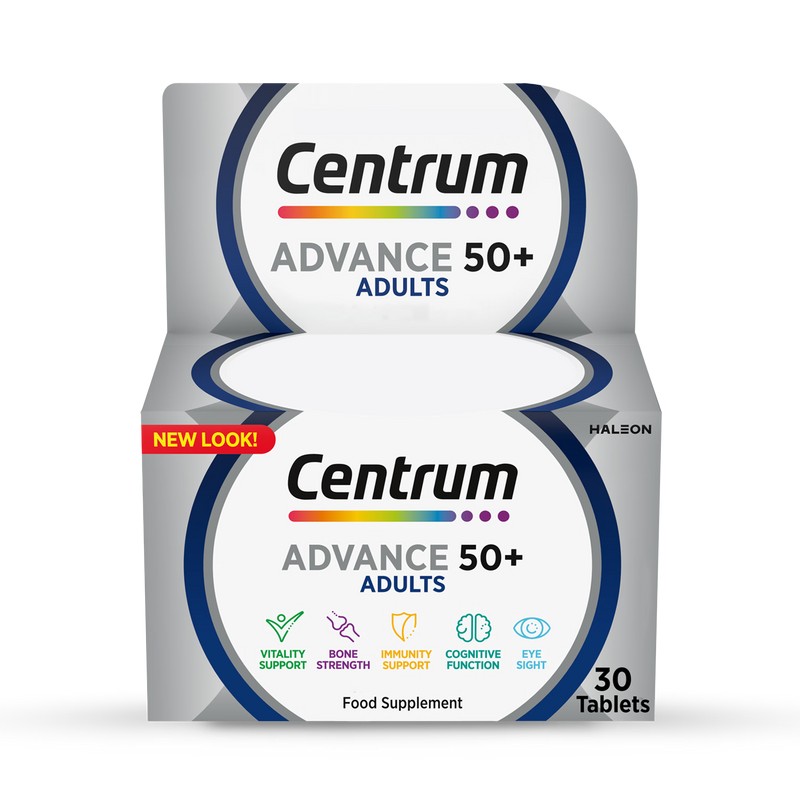 Centrum Advance 50+ multivitamin 30 tablets, imported from the UK