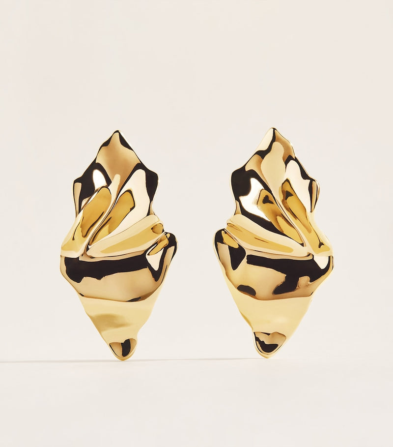 Alexis Bittar gold-plated crumpled earrings, imported from the UK