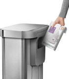 Simplehuman rectangular brushed steel pedal bin 55L - British product