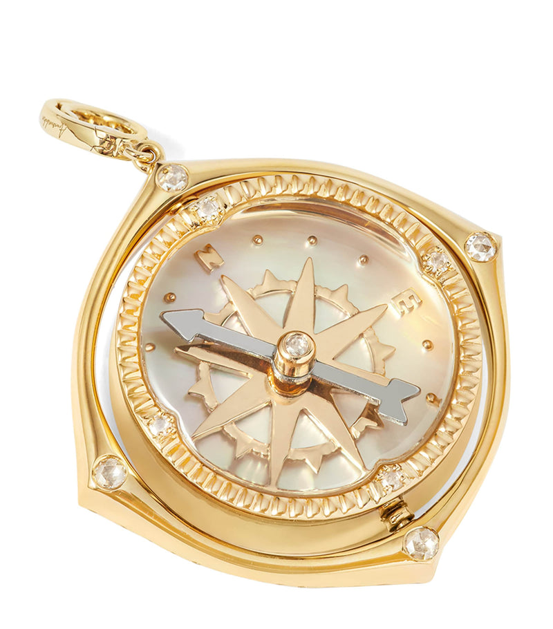 Annoushka yellow gold and diamond compass pendant, imported from the UK