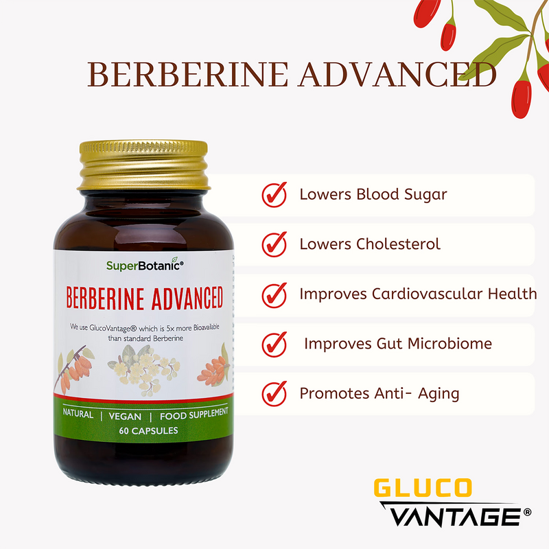Super Botanic Berberine Advance supplement 60 capsules, imported from the UK