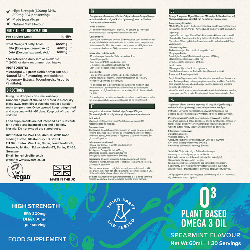 Vivo Life Clean Omega 3 Oil 60ml, UK version