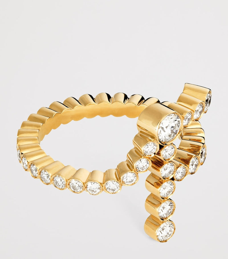 Sophie Bille Brahe yellow gold diamond initial ring UK version