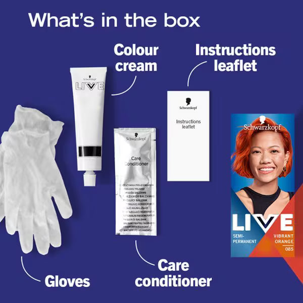 LIVE Semi Permanent Hair Dye Vibrant Orange 085 50ml, UK version