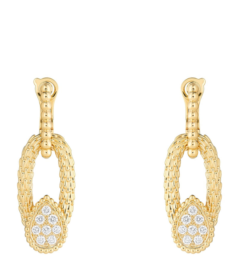 Boucheron Serpent Bohème drop earrings yellow gold diamonds 3cm (British brand)