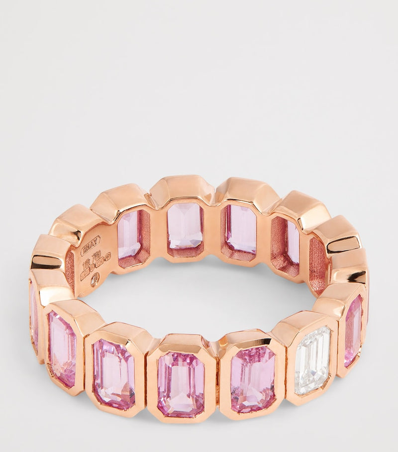 SHAY rose gold pink sapphire and diamond eternity ring (British brand)