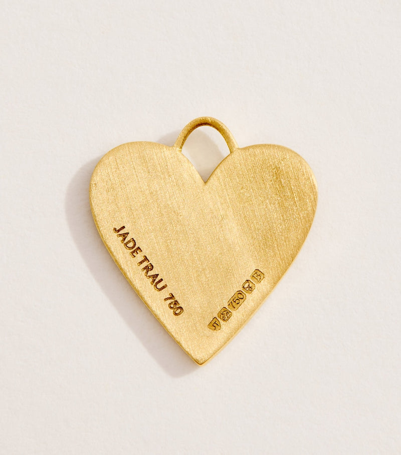 Jade Trau mini yellow gold diamond heart charm, UK version