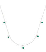 Harrods Astrid & Miyu White Gold and Emerald Charm Necklace 39cm- Buy online at McGrocer