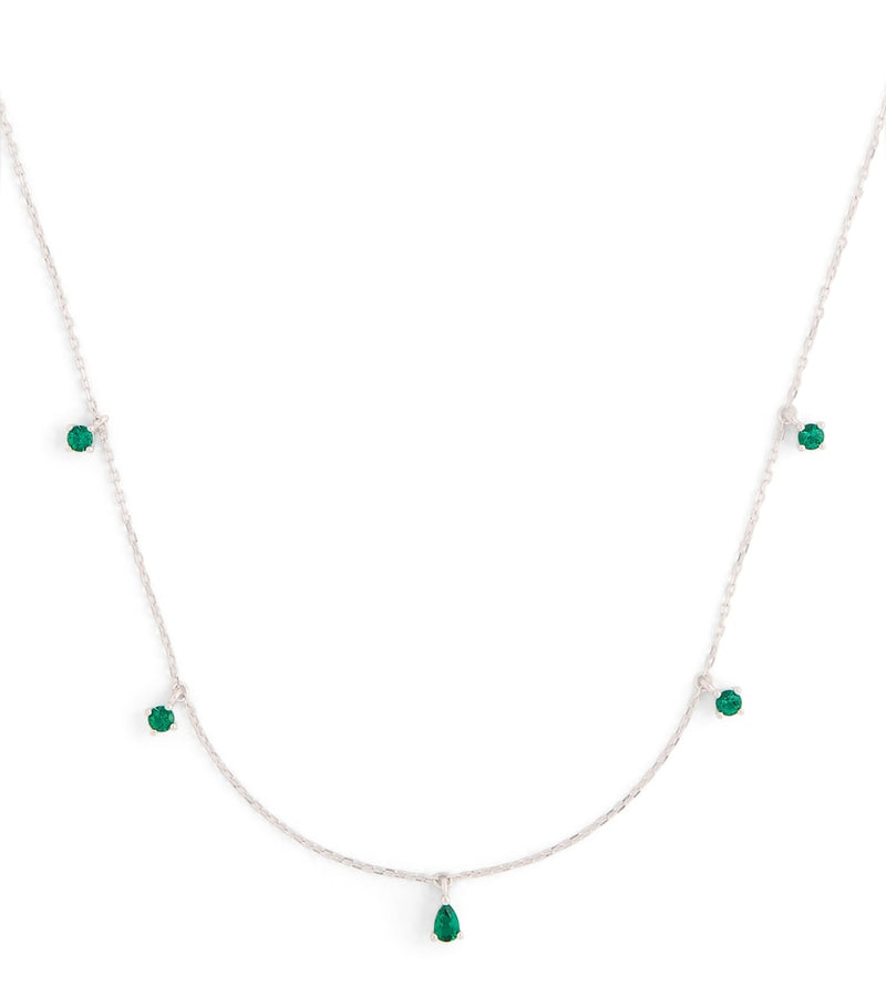 Astrid & Miyu white gold emerald charm necklace 39cm - British product
