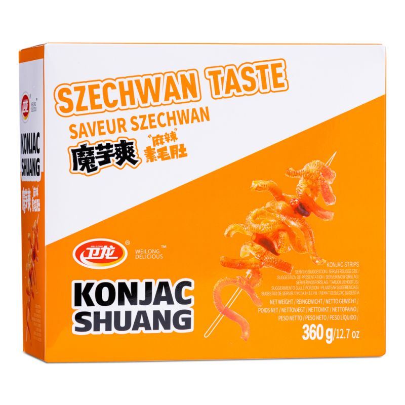 Weilong konjac strips Szechwan taste box of 20, UK version