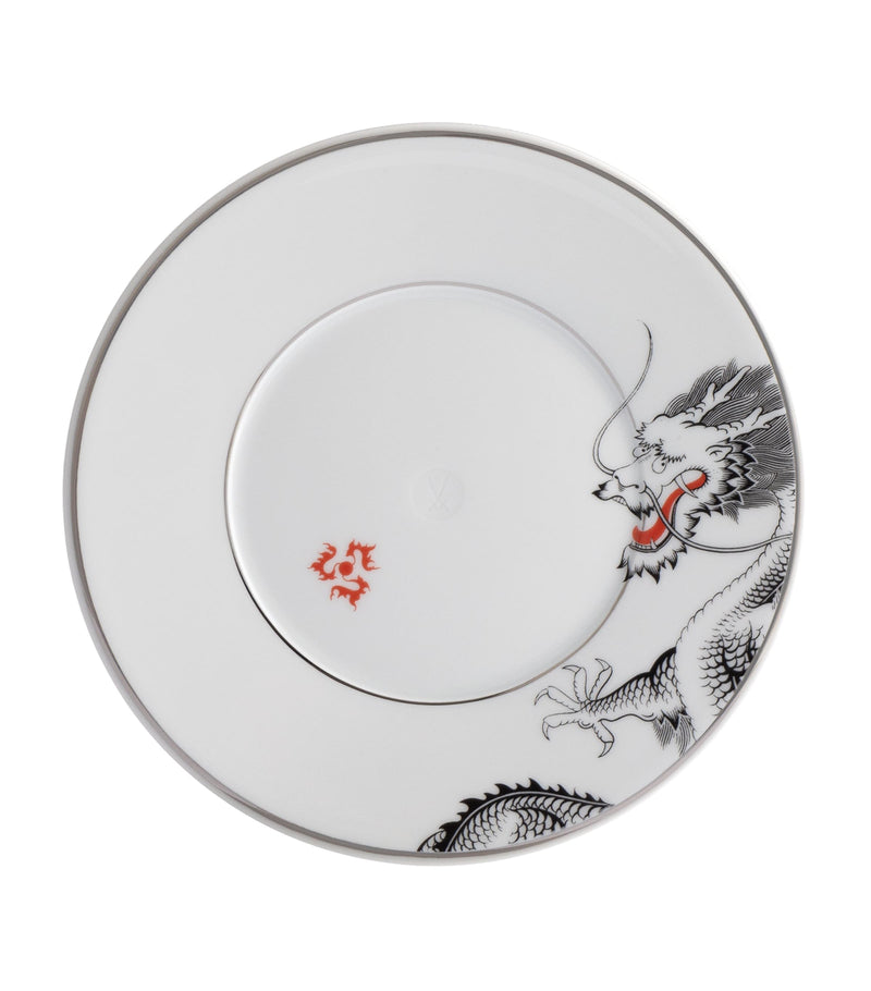 Meissen porcelain side plate with Lucky Dragon design and platinum rim, 18cm diameter, imported from the UK