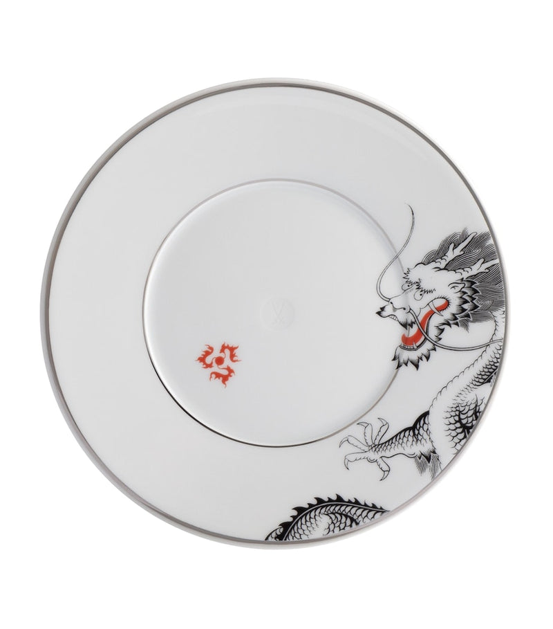 Meissen porcelain side plate with Lucky Dragon design and platinum rim, 18cm diameter, imported from the UK