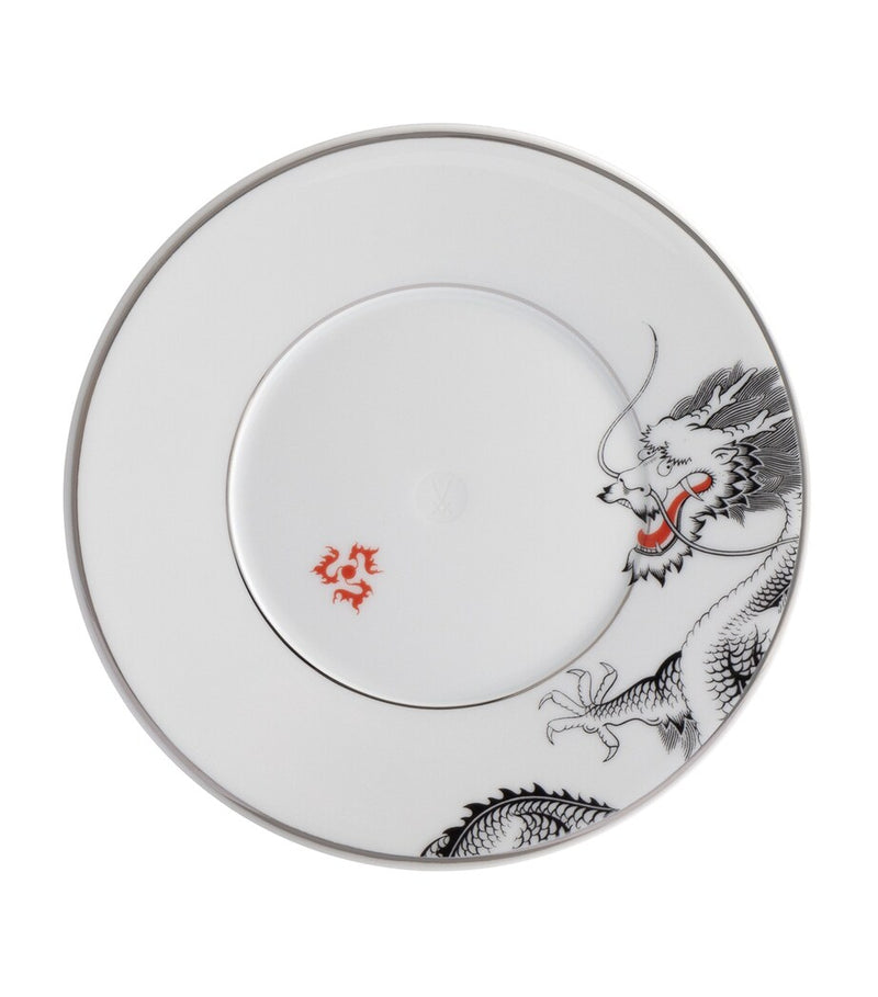 Meissen porcelain side plate with Lucky Dragon design and platinum rim, 18cm diameter, imported from the UK