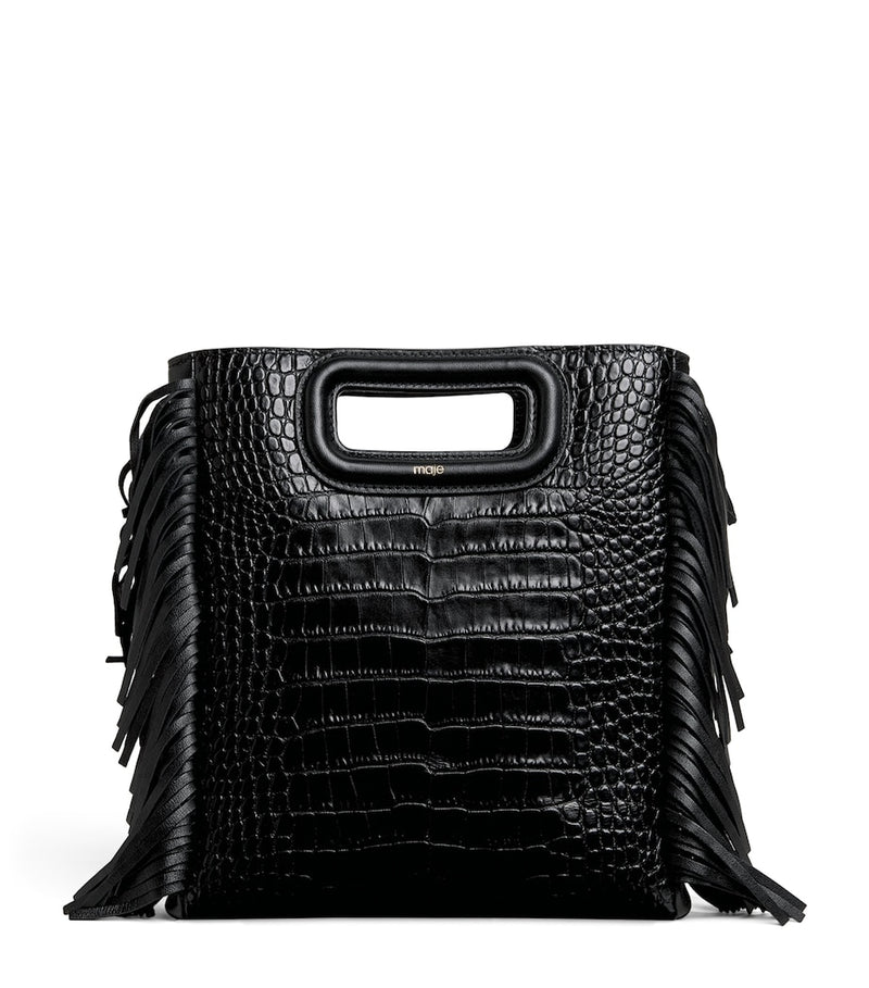 Maje M cross-body bag leather fringed trim UK version
