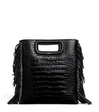 Maje M cross-body bag leather fringed trim UK version