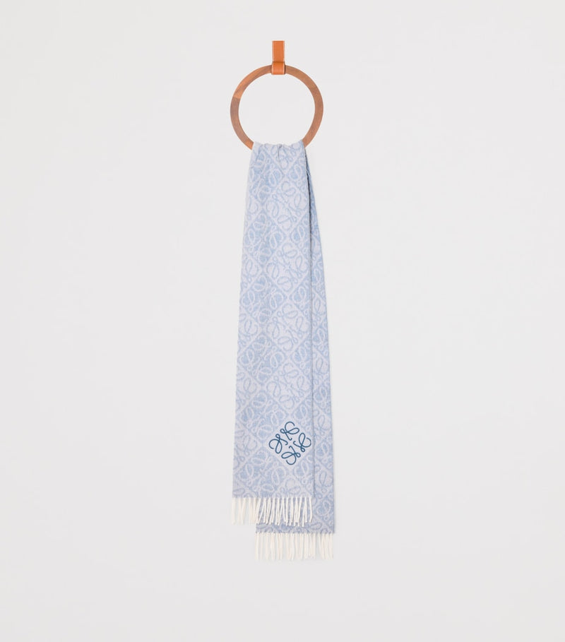 LOEWE Anagram wool-cashmere scarf 38x180cm, imported from the UK