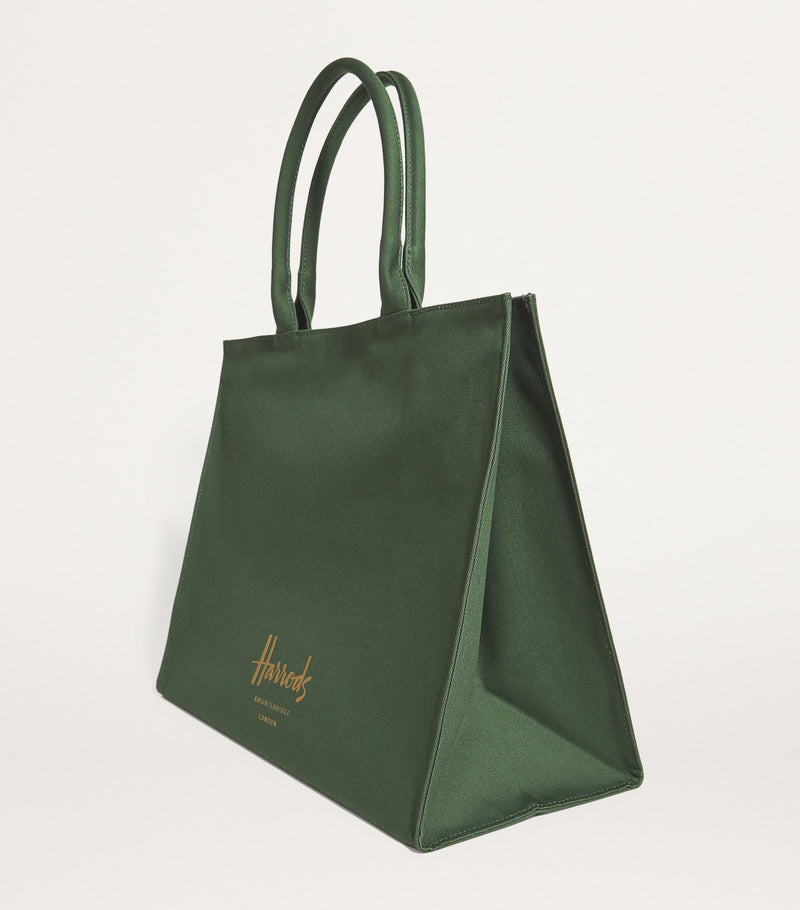 Harrods large cotton logo tote bag, UK version