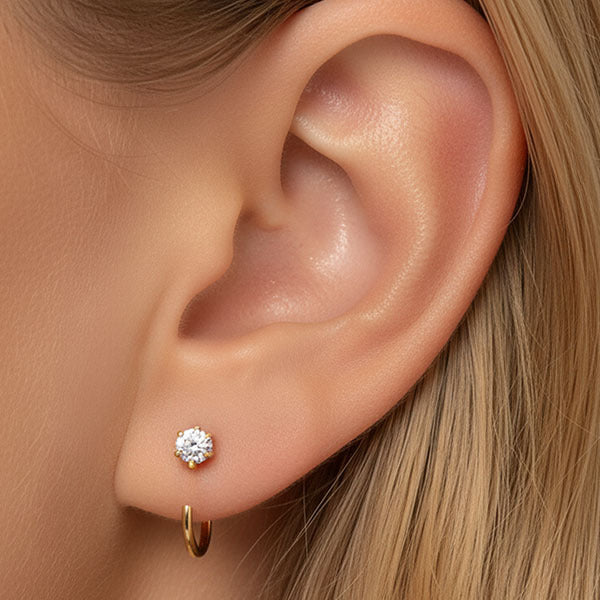 MUCHV gold threader hoop earrings 1cm, UK version