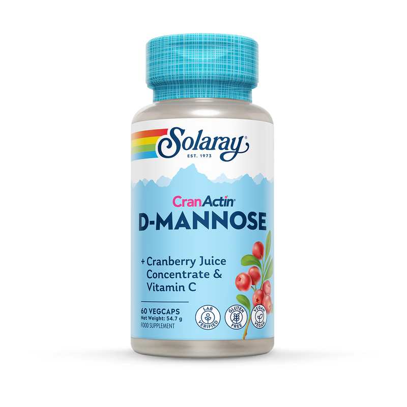 Solaray D Mannose with CranActin cranberry vitamin C capsules 60ct, imported from the UK