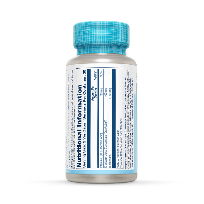 Solaray D Mannose with CranActin cranberry vitamin C capsules 60ct, imported from the UK