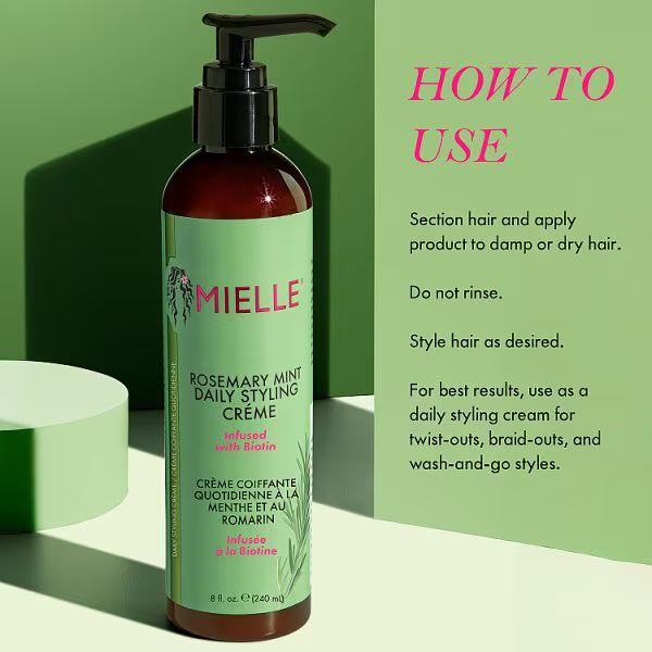 Mielle Rosemary Mint Daily Styling Crème 240ml, imported from the UK