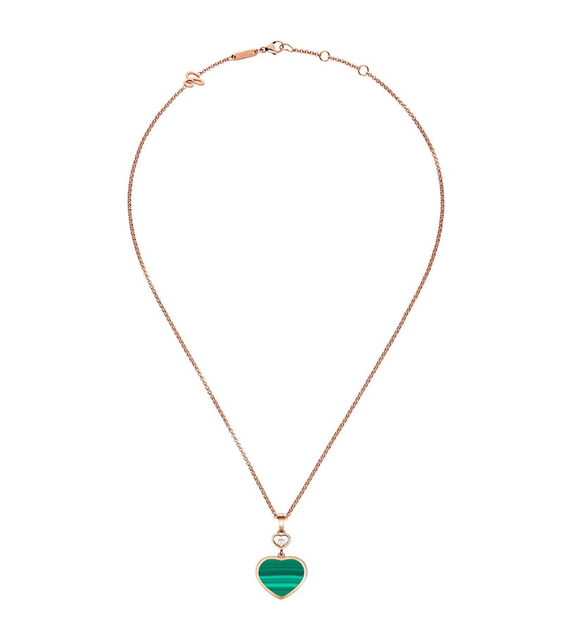 Chopard Happy Hearts rose gold malachite diamond necklace, imported from the UK