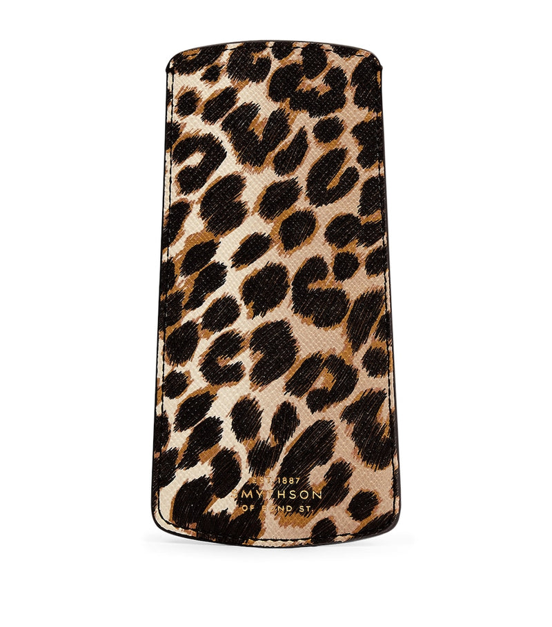 Smythson glasses case leopard print leather, imported from the UK