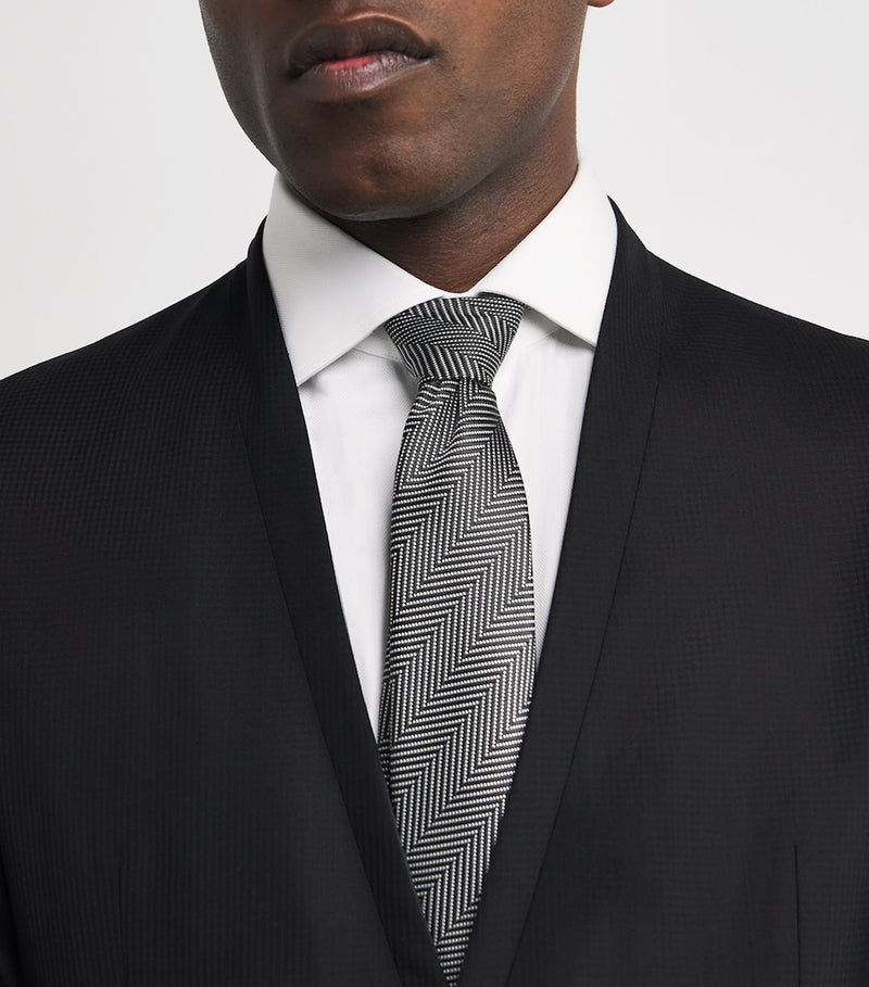 Giorgio Armani silk herringbone tie 7cm width, UK version