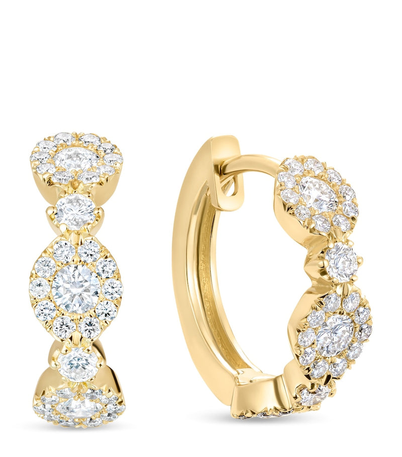 David Morris Triolette oval hoop earrings 10mm yellow gold (British brand)