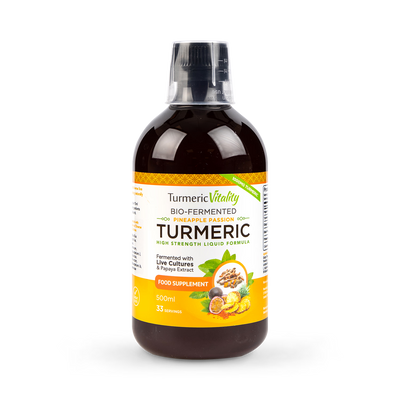 Holland & Barrett Turmeric Vitality Bio-Fermented Turmeric Liquid Pineapple Passion 500ml- Buy online at McGrocer