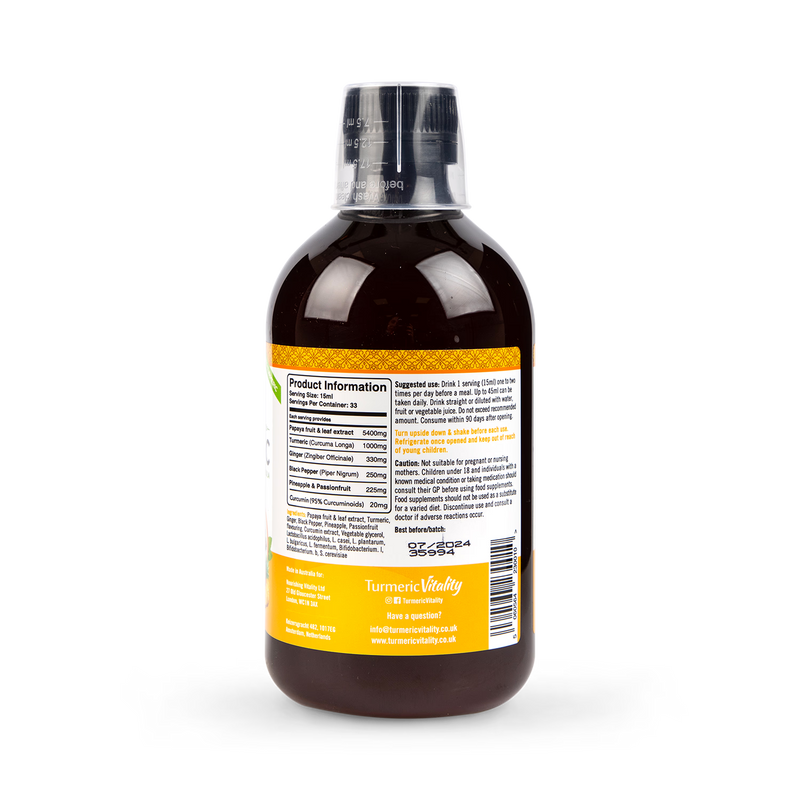 Bio-Fermented Turmeric Liquid Pineapple Passion Flavour 500ml (British brand)
