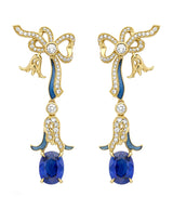 Harrods Boodles Yellow Gold, Diamond and Sapphire The Palace Collection Presence Chamber Earrings- Buy online at McGrocer