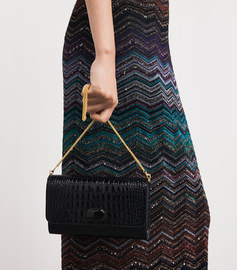 Jeffrey Levinson croc-embossed leather clutch bag, UK version