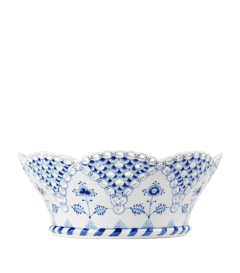 Royal Copenhagen porcelain full lace fluted fruit bowl 23cm, imported from the UK