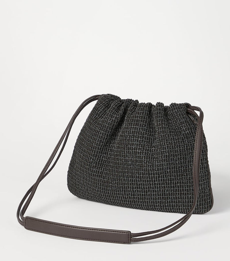 Brunello Cucinelli embellished drawstring cross-body bag, imported from the UK