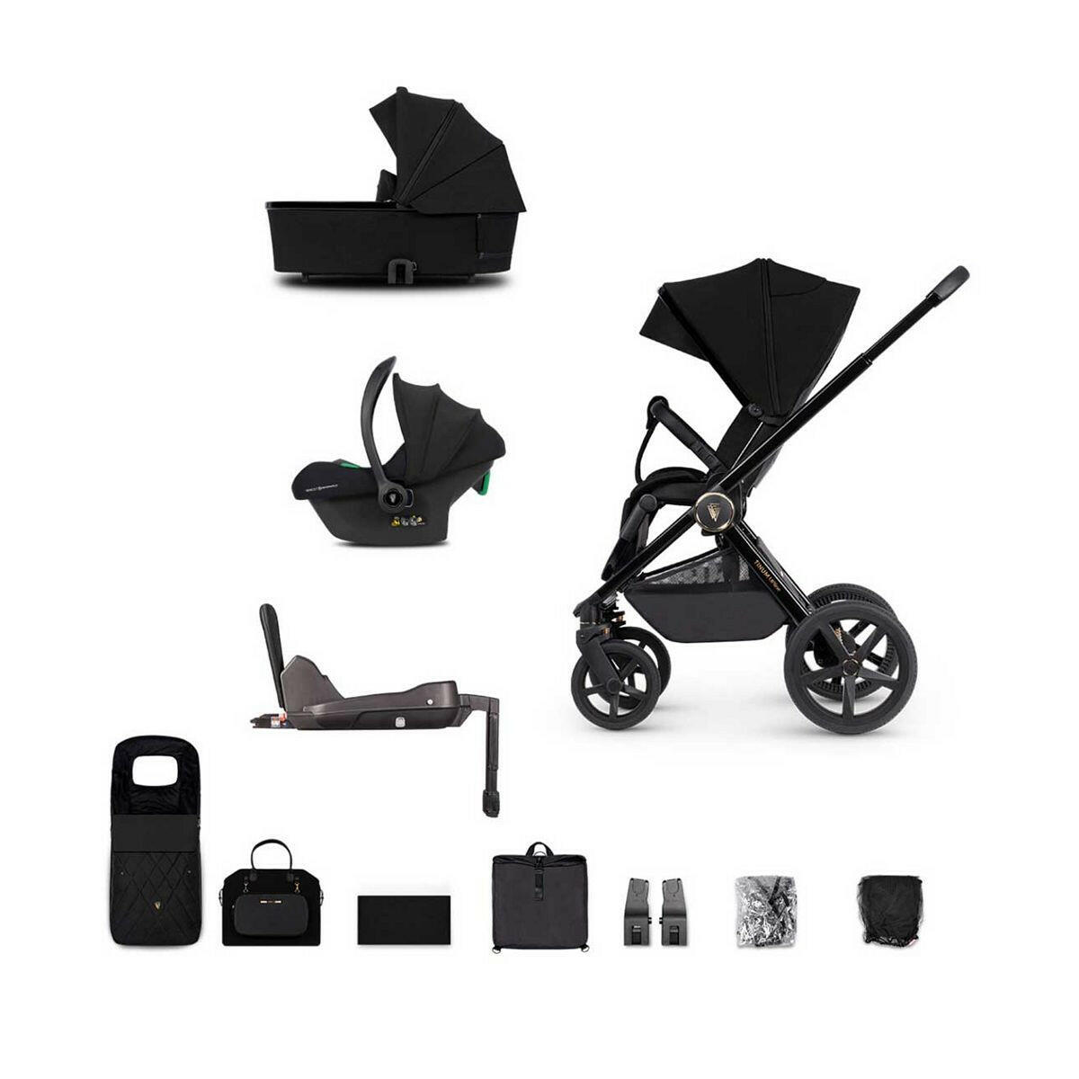 Venicci Upline 3in1 Travel System Plus Base All Black GOODS Boots