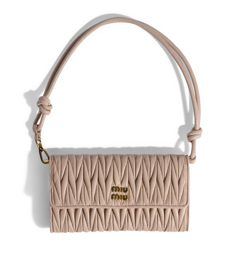 Miu Miu Leather Matelassé Chain Wallet H9.5cm x W19cm (British brand)