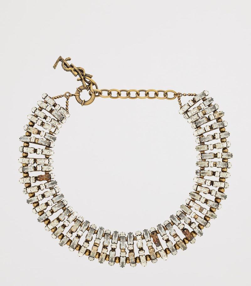 Saint Laurent crystal-embellished necklace 40cm-50cm (British brand)