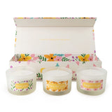 Candlelight set of 3 scented candles floral design - British product