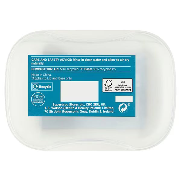 Superdrug soap box 50% recycled plastic (British brand)