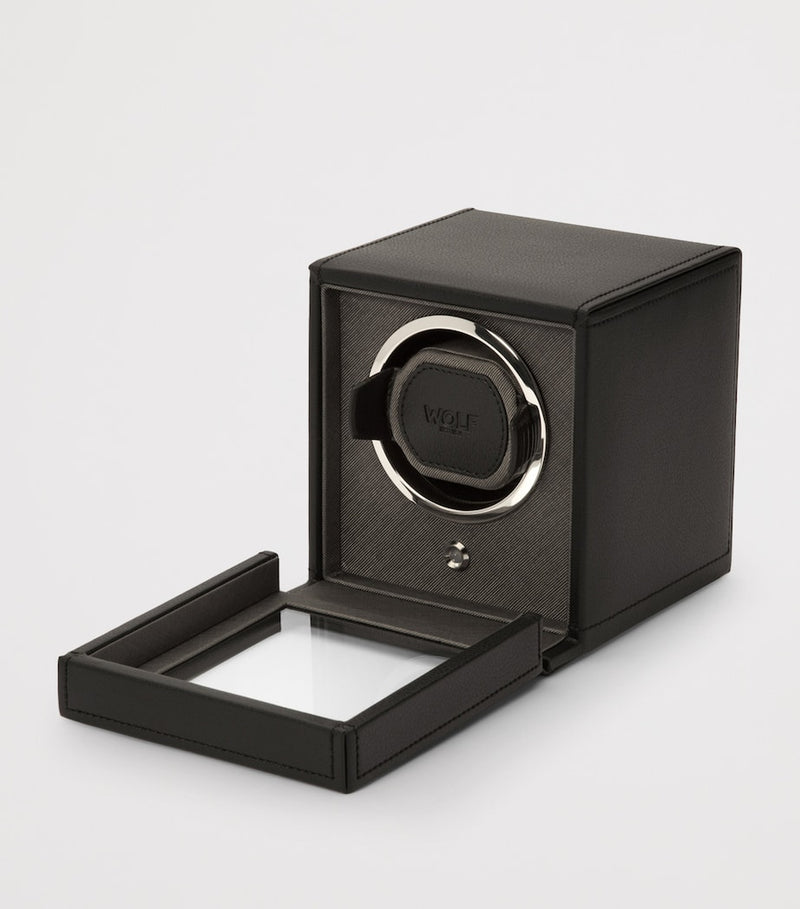 WOLF Cub watch winder in vegan leather, compact size - British product