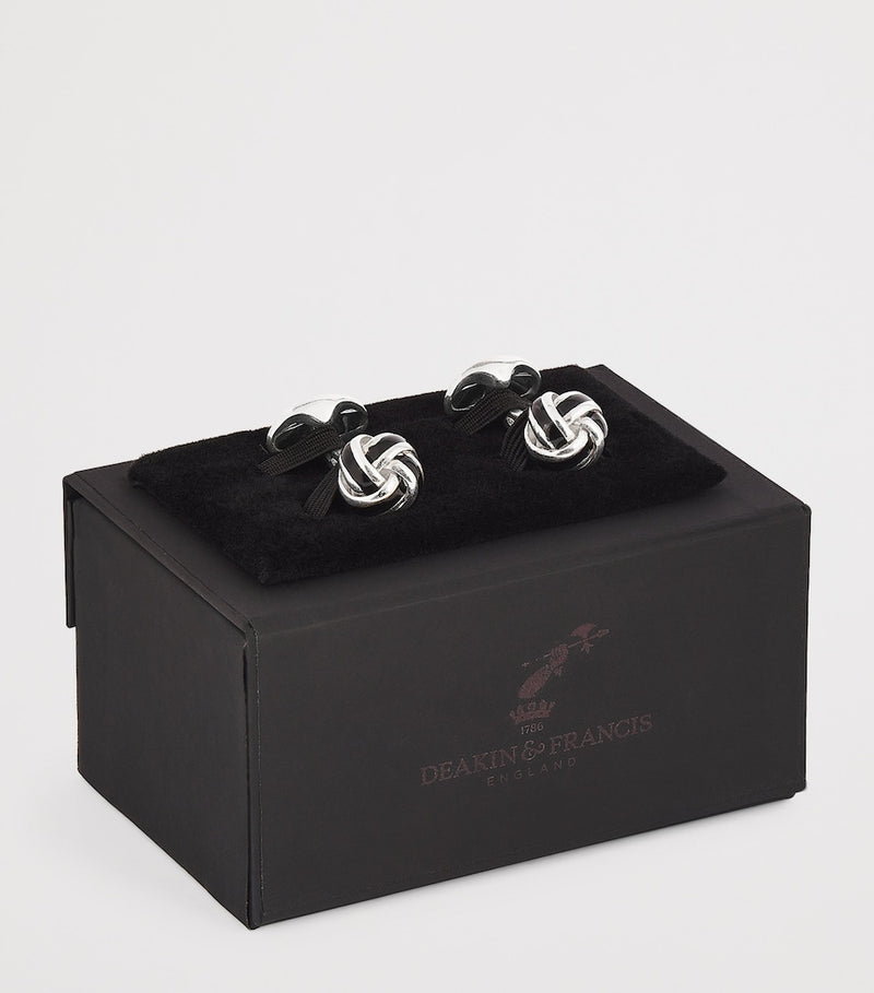 Deakin & Francis sterling silver and enamel knot cufflinks - British product