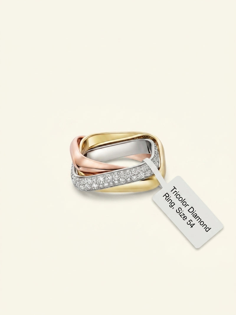 Cartier Trinity ring 0.75ct tri-colour gold, imported from the UK