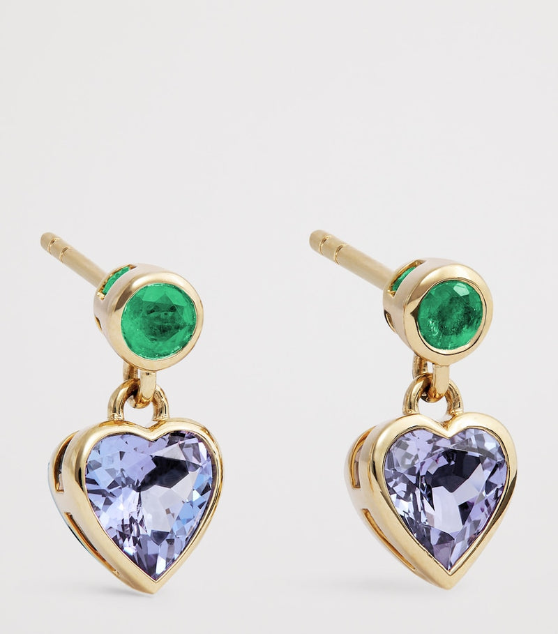 Emily P. Wheeler tanzanite heart earrings yellow gold emerald - British product