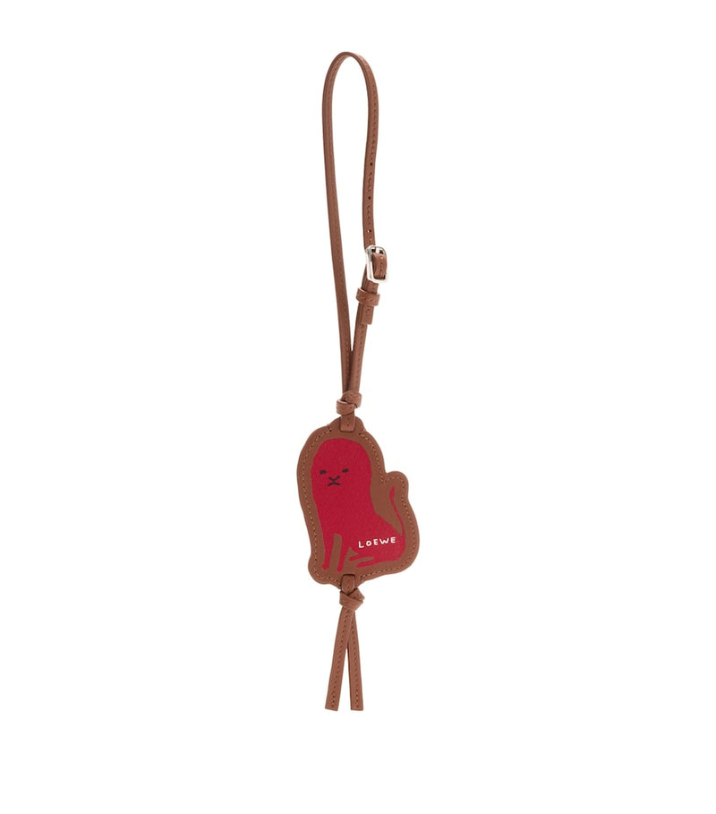 LOEWE leather tag bag charm with lion motif, UK version