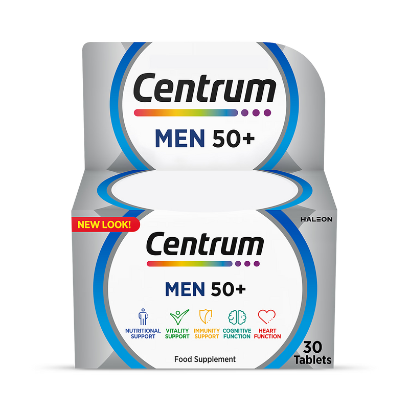 Centrum Men 50+ multivitamin 30 tablets, imported from the UK