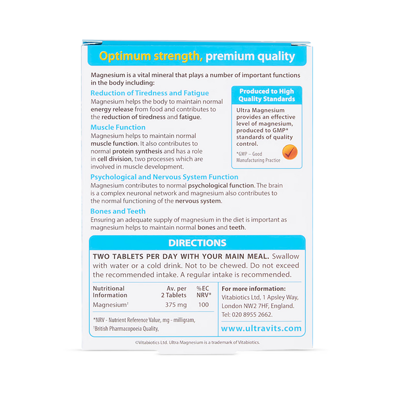 Vitabiotics Ultra Magnesium tablets 60 count (British brand)