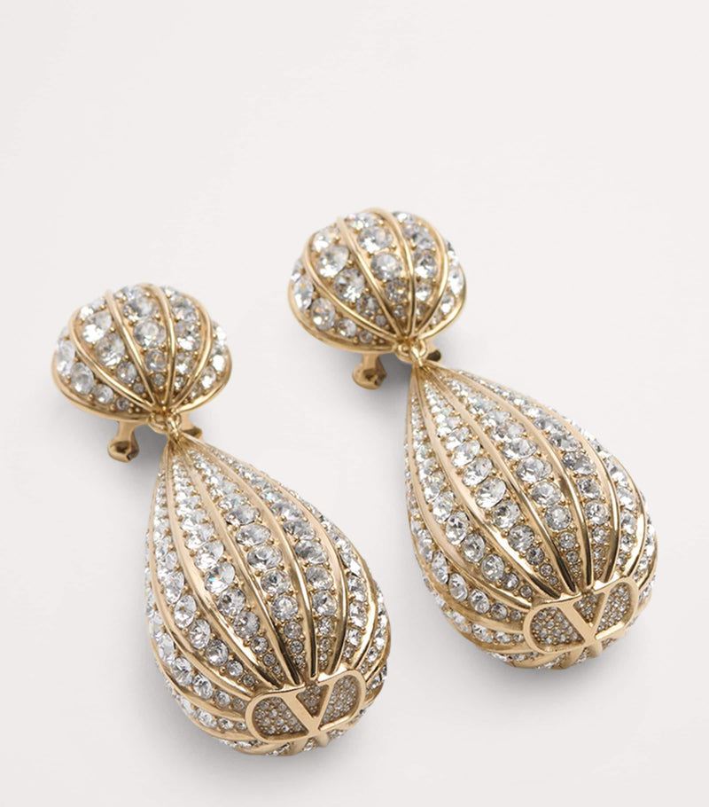 Valentino Garavani crystal clip-on drop earrings (British brand)