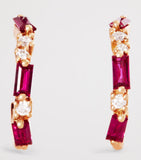 Suzanne Kalan rose gold ruby diamond hoop earrings, imported from the UK