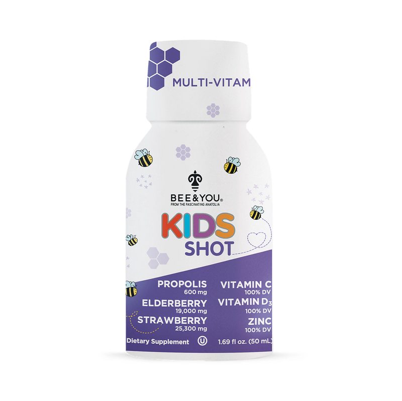 BEE&YOU propolis elderberry juice shots for kids 50ml pack of 12 - British product